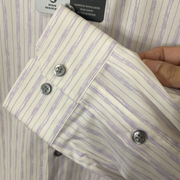 Men’s Alfani Slim Fit AlfaTech Stain Resistant Button Down Shirt Size M - Picture 6 of 9